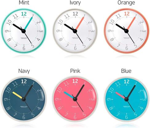 ساعة mooas Macaron المقاومة للماء، ساعة الحمام، ساعة الدش، ساعة الحائط، بطارية صامتة غير موقوتة، ساعة حمام بالشفط، ساعة دش صغيرة (عاجي) in Kuwait