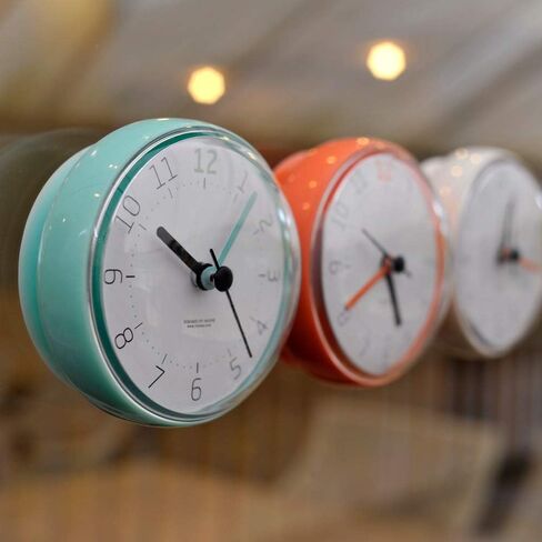 ساعة mooas Macaron المقاومة للماء، ساعة الحمام، ساعة الدش، ساعة الحائط، بطارية صامتة غير موقوتة، ساعة حمام بالشفط، ساعة دش صغيرة (عاجي) in Kuwait