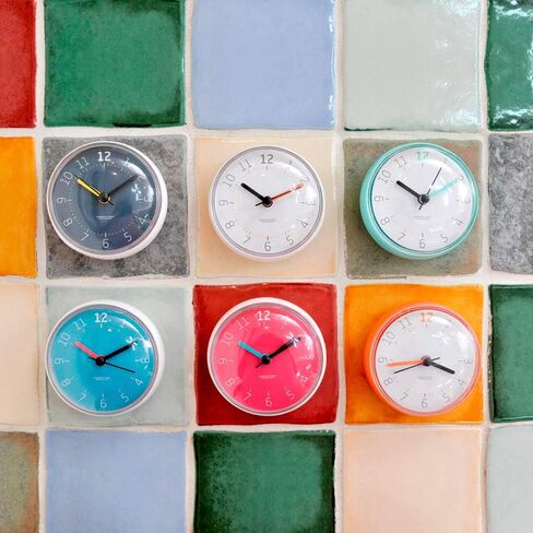 ساعة mooas Macaron المقاومة للماء، ساعة الحمام، ساعة الدش، ساعة الحائط، بطارية صامتة غير موقوتة، ساعة حمام بالشفط، ساعة دش صغيرة (عاجي) in Kuwait