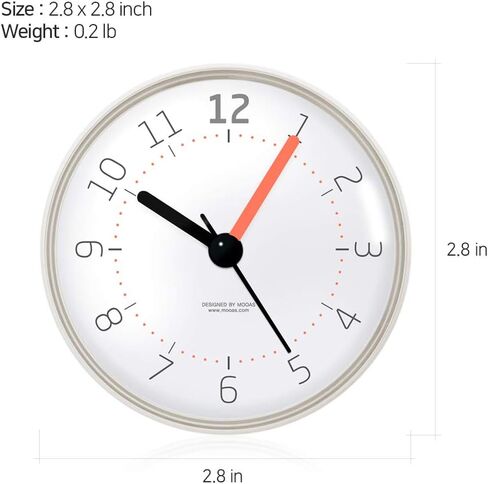 ساعة mooas Macaron المقاومة للماء، ساعة الحمام، ساعة الدش، ساعة الحائط، بطارية صامتة غير موقوتة، ساعة حمام بالشفط، ساعة دش صغيرة (عاجي) in Kuwait