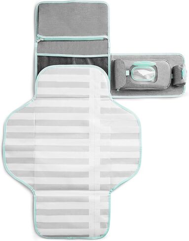 Munchkin Portable Changing Pad – Lightweight and Compact Baby Diaper Changing Mat with Silver-Ion Technology, Includes 12 Diaper Disposal Bags, Grey in Saudi Arabia