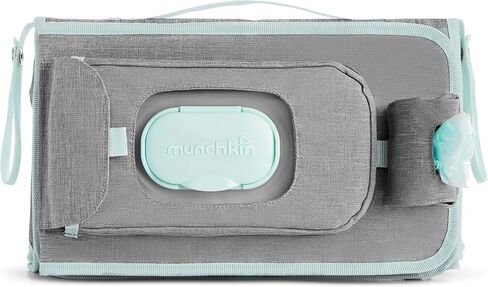 Munchkin Portable Changing Pad – Lightweight and Compact Baby Diaper Changing Mat with Silver-Ion Technology, Includes 12 Diaper Disposal Bags, Grey in Saudi Arabia