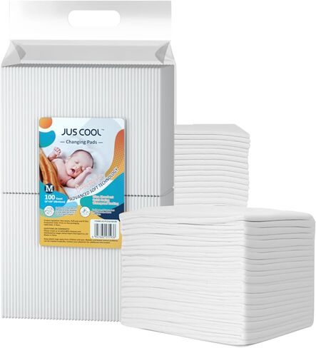 وسادات تغيير الحفاضات القابلة للاستعمال مرة واحدة من JUS COOL مقاس 60.96 سم × 60.96 سم (100 قطعة) وسادات تغيير الحفاضات المحمولة، وسادات سرير ناعمة فائقة الامتصاص ومقاومة للماء in Kuwait