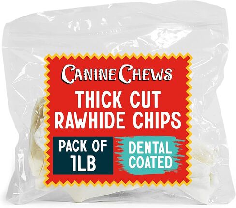 Canine Chews Fresh Breath Thick Cut Long Lasting Dog Dental Chew Toys Rawhide Chips for Aggressive Chewing Dogs Extra Dental Care Dental Coated for Fresh Breath (1 Pound) in Kuwait