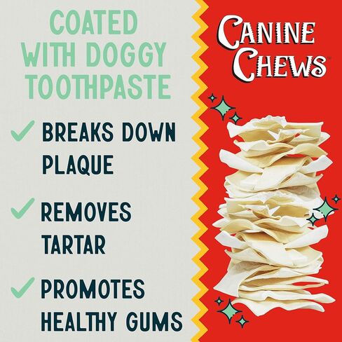 Canine Chews Fresh Breath Thick Cut Long Lasting Dog Dental Chew Toys Rawhide Chips for Aggressive Chewing Dogs Extra Dental Care Dental Coated for Fresh Breath (1 Pound) in Kuwait