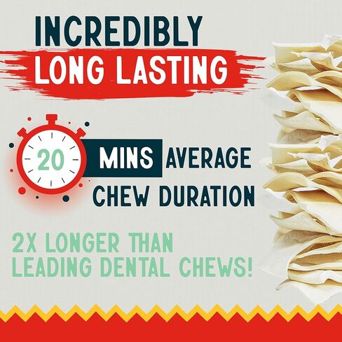 Canine Chews Fresh Breath Thick Cut Long Lasting Dog Dental Chew Toys Rawhide Chips for Aggressive Chewing Dogs Extra Dental Care Dental Coated for Fresh Breath (1 Pound) in Kuwait