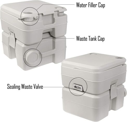 5.3 Gallon Portable Camping Toilet for Adults with Carry Bag – Extra Large Porta Potty for Adults Outdoors, RV, Boat | 286 LBS Capacity, 50 Flushes, Detachable Tanks, Carry Bag Included in Kuwait