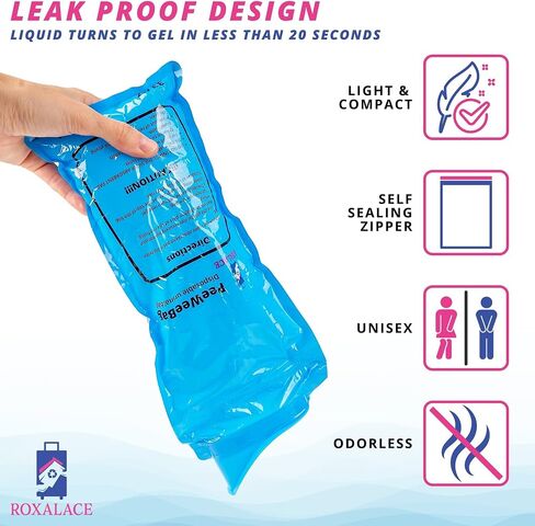 ROXALACE® Resealable Disposable Urinal Bags, 12 Pack 1000 ml Unisex Urine Bag Travel Traffic Jam Emergency Urinals Bag, Camping Pee Bags, Portable Toilet Pee Bags for Men Women Kids Patient in Saudi Arabia