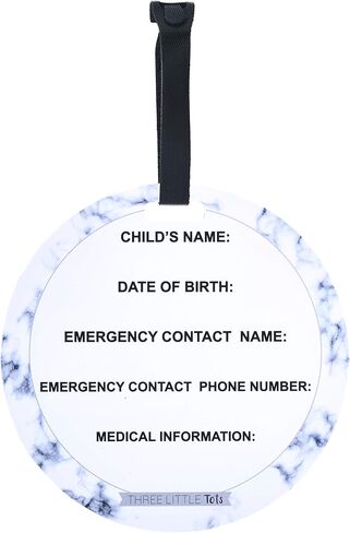 THREE LITTLE TOTS Marble Please Don't Touch Little Me Baby Car Seat Sign or Stroller Tag EMERGENCY CONTACT ON BACK  CPSIA Safety Tested in Kuwait