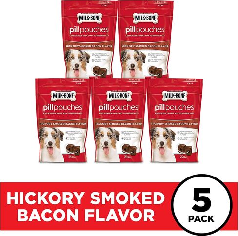 Milk Bone Pill Pouches Dog Treats to Conceal Medication, 6 Ounce (Pack of 5) Approx. 125 Count in Kuwait
