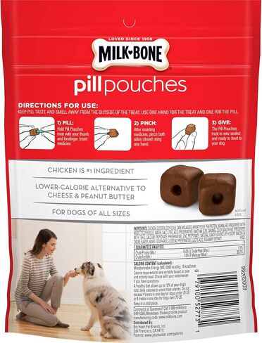 Milk Bone Pill Pouches Dog Treats to Conceal Medication, 6 Ounce (Pack of 5) Approx. 125 Count in Kuwait