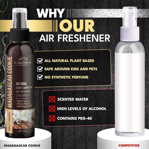 The Crown Choice Air Freshener Spray (1PK) — Vanilla Cinnamon Non-Toxic Air Freshener for Home — Natural Essential Oil Spray and Odor Eliminator — Deodorizer for Home/Toilet/Room/Lounge 4oz in Kuwait
