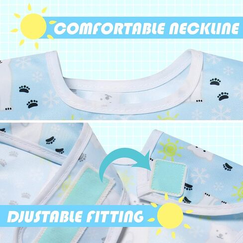 Little Dimsum 3 pack Baby Bibs Waterproof Bib Easy to Clean Feeding Bibs Weaning Bibs Adjustable Closed for Babies Toddlers with Large Pocket 6-36Months(Penguin & Flamingo &Triangle) in Kuwait