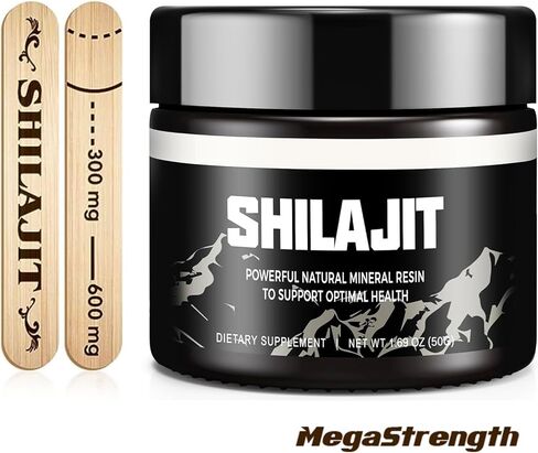 MegaStrength Shilajit، 600 ملغ، مكمل شيلاجيت، راتنج شيلاجيت الأصلي، راتنج شيلاجيت عضوي، شيلاجيت نقي، شيلاجيت الهيمالايا مع أكثر من 85 من المعادن النزرة وحمض الفولفيك للطاقة ودعم المناعة in Kuwait
