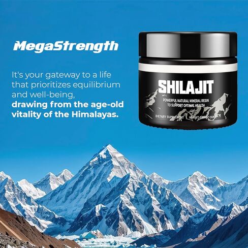 MegaStrength Shilajit، 600 ملغ، مكمل شيلاجيت، راتنج شيلاجيت الأصلي، راتنج شيلاجيت عضوي، شيلاجيت نقي، شيلاجيت الهيمالايا مع أكثر من 85 من المعادن النزرة وحمض الفولفيك للطاقة ودعم المناعة in Kuwait
