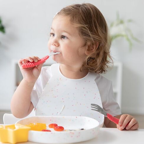 Bumkins Utensils, Disney Silicone Chewtensils, Baby Fork & Spoon Set, Training Utensils, Baby Led Weaning Stage 1 for Ages 6 Months+ Winnie The Pooh in Kuwait