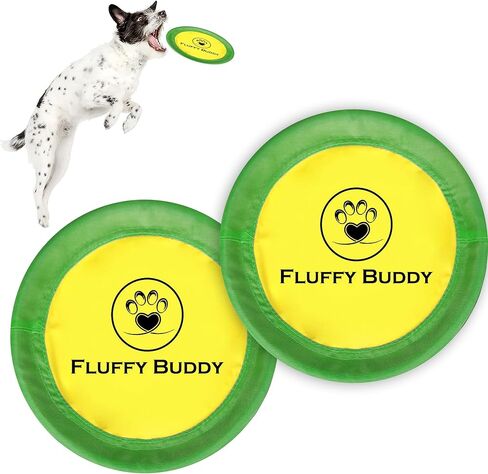لعبة فلافي بادي دوج فريسبي (عبوتان) - طائرة عائمة للكلاب، ناعمة للإمساك بها ولطيفة على الأسنان واللثة، قرص لعبة تفاعلي للكلاب الصغيرة والمتوسطة والكبيرة - 10 بوصة - أخضر وأصفر in Kuwait
