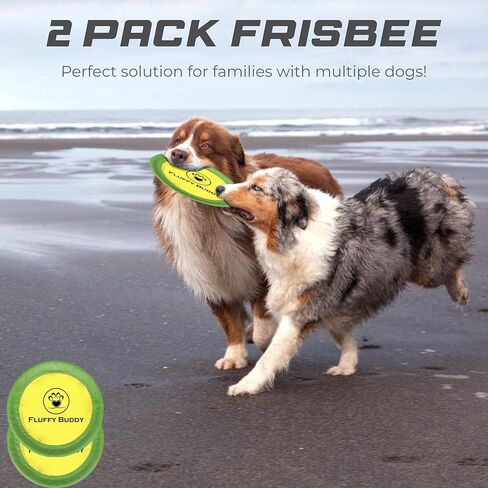 لعبة فلافي بادي دوج فريسبي (عبوتان) - طائرة عائمة للكلاب، ناعمة للإمساك بها ولطيفة على الأسنان واللثة، قرص لعبة تفاعلي للكلاب الصغيرة والمتوسطة والكبيرة - 10 بوصة - أخضر وأصفر in Kuwait