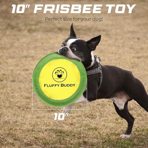 لعبة فلافي بادي دوج فريسبي (عبوتان) - طائرة عائمة للكلاب، ناعمة للإمساك بها ولطيفة على الأسنان واللثة، قرص لعبة تفاعلي للكلاب الصغيرة والمتوسطة والكبيرة - 10 بوصة - أخضر وأصفر in Kuwait