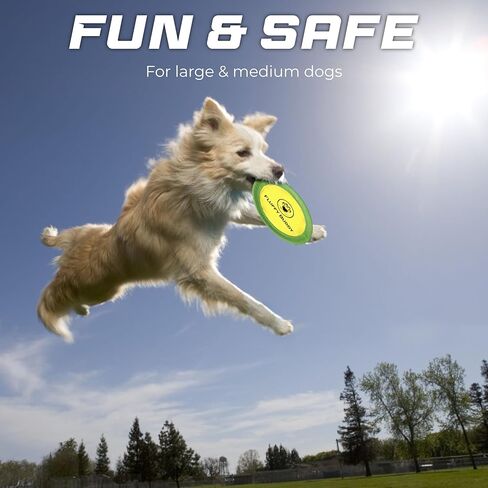لعبة فلافي بادي دوج فريسبي (عبوتان) - طائرة عائمة للكلاب، ناعمة للإمساك بها ولطيفة على الأسنان واللثة، قرص لعبة تفاعلي للكلاب الصغيرة والمتوسطة والكبيرة - 10 بوصة - أخضر وأصفر in Kuwait