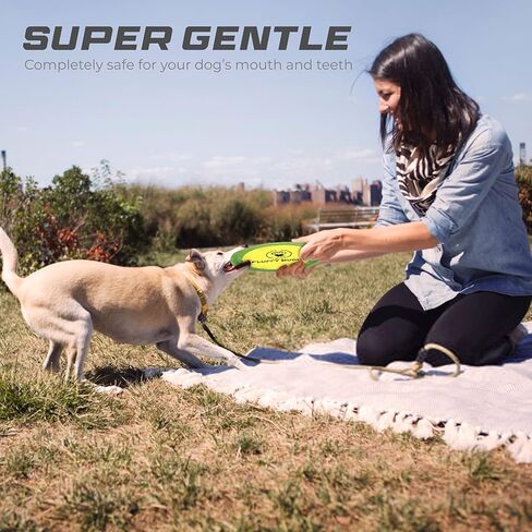 لعبة فلافي بادي دوج فريسبي (عبوتان) - طائرة عائمة للكلاب، ناعمة للإمساك بها ولطيفة على الأسنان واللثة، قرص لعبة تفاعلي للكلاب الصغيرة والمتوسطة والكبيرة - 10 بوصة - أخضر وأصفر in Kuwait