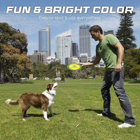 لعبة فلافي بادي دوج فريسبي (عبوتان) - طائرة عائمة للكلاب، ناعمة للإمساك بها ولطيفة على الأسنان واللثة، قرص لعبة تفاعلي للكلاب الصغيرة والمتوسطة والكبيرة - 10 بوصة - أخضر وأصفر in Kuwait