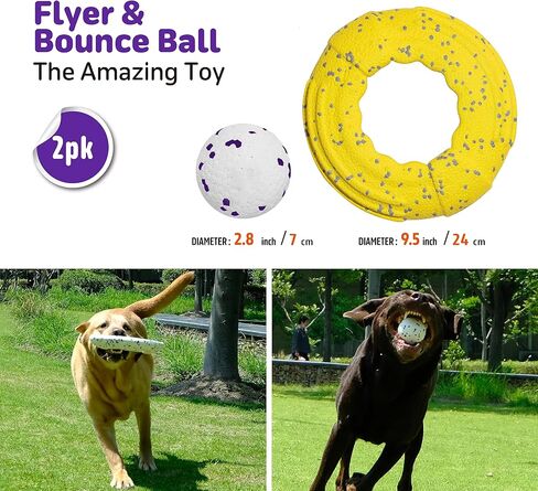 كرات تنس من كيمي دوج فيتش تويز، قطعتان، قرص طائر للكلاب غير قابل للتدمير، خفيف الوزن، عالي الطيران الديناميكي لمسافات طويلة، قابل للطفو، لعبة كلب عالية الارتداد للجلب، شد الحبل، اللعب، أبيض 9.5 بوصة in Kuwait