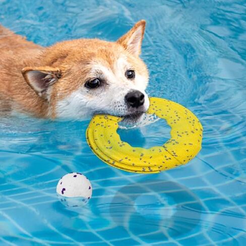 كرات تنس من كيمي دوج فيتش تويز، قطعتان، قرص طائر للكلاب غير قابل للتدمير، خفيف الوزن، عالي الطيران الديناميكي لمسافات طويلة، قابل للطفو، لعبة كلب عالية الارتداد للجلب، شد الحبل، اللعب، أبيض 9.5 بوصة in Kuwait