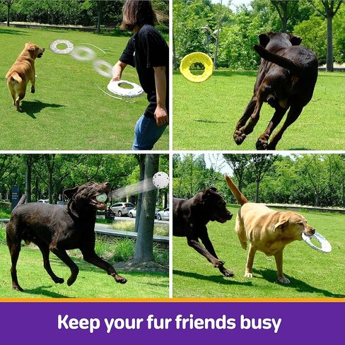 كرات تنس من كيمي دوج فيتش تويز، قطعتان، قرص طائر للكلاب غير قابل للتدمير، خفيف الوزن، عالي الطيران الديناميكي لمسافات طويلة، قابل للطفو، لعبة كلب عالية الارتداد للجلب، شد الحبل، اللعب، أبيض 9.5 بوصة in Kuwait