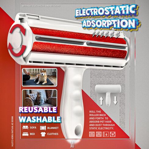 أسطوانة إزالة شعر الحيوانات الأليفة من LIJIU® مكونة من 3 عبوات لتنظيف شعر القطط والكلاب على القماش والأثاث والأريكة والسجاد والسرير وما إلى ذلك. (تحتوي على أسطوانة قابلة لإعادة الاستخدام وبكرة الوبر اللاصقة ومكشطة شعر الحيوانات الأليفة) in Kuwait