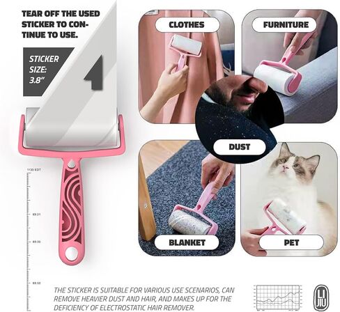 أسطوانة إزالة شعر الحيوانات الأليفة من LIJIU® مكونة من 3 عبوات لتنظيف شعر القطط والكلاب على القماش والأثاث والأريكة والسجاد والسرير وما إلى ذلك. (تحتوي على أسطوانة قابلة لإعادة الاستخدام وبكرة الوبر اللاصقة ومكشطة شعر الحيوانات الأليفة) in Kuwait