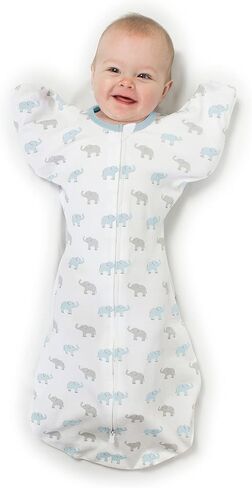 كيس قماط انتقالي رائع للأطفال مع أذرع وأكمام نصف طول وأساور قفازات، دب صغير، استرليني، متوسط، 3-6 أشهر (الفائز بجائزة اختيارات الآباء، انتقال سهل مع نوم أفضل) in Kuwait