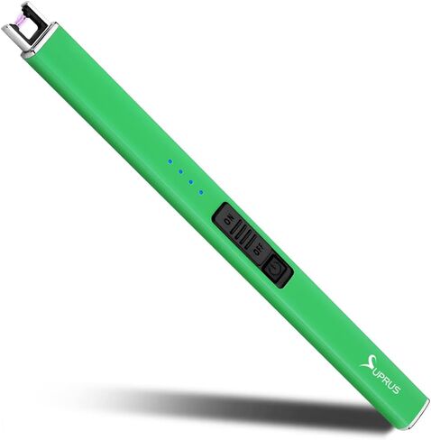 SUPRUS Fluorescent Lighter Glows in The Dark Electric Lighter Candle Lighter Rechargeable USB Arc lighters with Safety Lock Windproof Flameless Plasma for Candle BBQ Camping (Green) in Kuwait