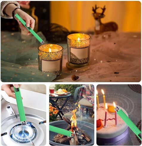SUPRUS Fluorescent Lighter Glows in The Dark Electric Lighter Candle Lighter Rechargeable USB Arc lighters with Safety Lock Windproof Flameless Plasma for Candle BBQ Camping (Green) in Kuwait