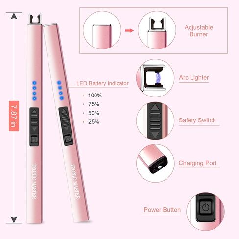 Electric Candle Lighter Valentine's Day Gifts for Women Mom Men Wife USB Arc Rechargeable Windproof Lighter for Candle BBQ Birthday Housewarming Gift Idals (Rose Gold) in Kuwait