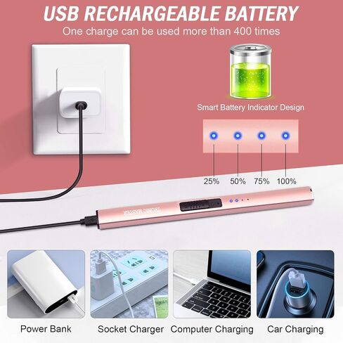 Electric Candle Lighter Valentine's Day Gifts for Women Mom Men Wife USB Arc Rechargeable Windproof Lighter for Candle BBQ Birthday Housewarming Gift Idals (Rose Gold) in Kuwait