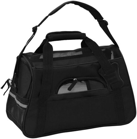 اوكسجورد حاملات حيوانات اليفة معتمدة من شركات الطيران مع سرير من الصوف للكلاب والقطط - حجم متوسط وناعم الجوانب - موديل 2016 مصمم حديثا، لون اسود اونيكس in Kuwait