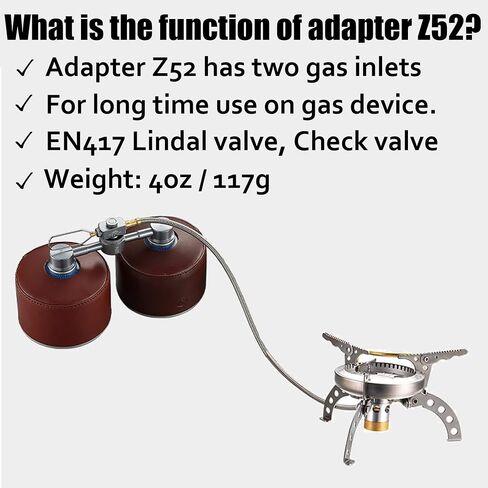 CAMPINGMOON 2 Inlet Backpacking Camping Stove Adapter, Inlet: EN417 Lindal Valve, Outlet: EN417 Lindal Valve Z52 in Saudi Arabia