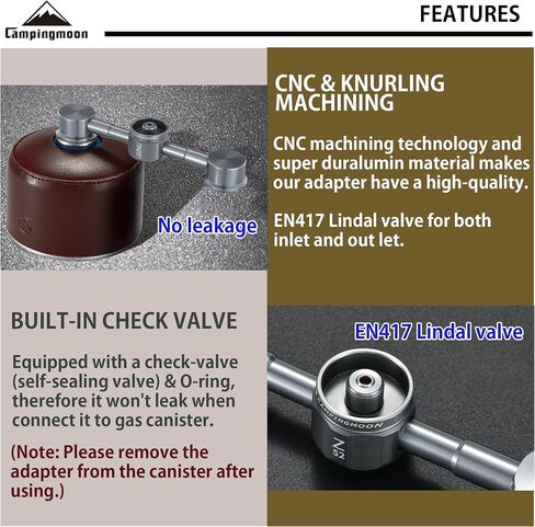 CAMPINGMOON 2 Inlet Backpacking Camping Stove Adapter, Inlet: EN417 Lindal Valve, Outlet: EN417 Lindal Valve Z52 in Saudi Arabia