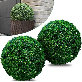 فيكروم 2 قطعة 15.7 انش كرات نباتات اصطناعية من خشب البقس الصناعي لتزيين الفناء الخلفي والشرفة والحديقة وديكور الزفاف in Kuwait