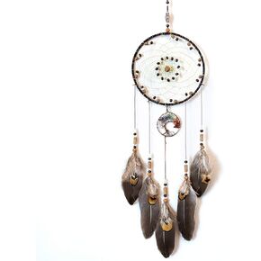 Dream Catchers with Tree of Life and Feather Indian Handmade Dreamcatchers for Boho Wall Hanging Decoration, Ornament Festival Gift (Brown)