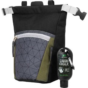 Chalk Bag for Rock Climbing with Liquid Chalk and Carbine, Large Chalk Bucket Bouldering with Magnetic Closure, Zippered Pocket, Brush Holders in Kuwait