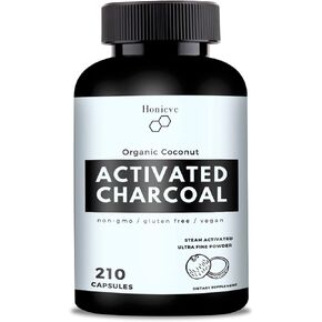 Honieve Charcoal Pills 800mg | Activated Charcoal from Coconut Shells | 100% Natural Detox Cleanse | Gas & Heartburn Relief in Saudi Arabia