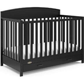 Graco Benton 5-in-1 Convertible Crib with Drawer (Black) - Converts from Baby Crib to Toddler Bed, Daybed and Full-Size Bed, Fits Standard Full-Size Crib Mattress, Adjustable Mattress Support Base