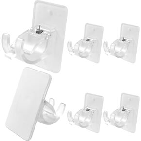 Rierdge Long Curtain Rod Bracket No Drilling - 4 Pcs, Self Adhesive, Transparent Hook Holders - Suitable for Hotel Home Bathroom and Kitchen Use