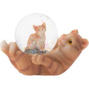 Elanze Designs Striped Tabby Cat and Kitten Magical Whimsical Tabletop Dresser Nightstand Figurine Miniature 45MM Sturdy Polyresin Glitter Water Snow Globe Decoration