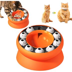 Cat Slow Feeder, Raised Cat Dog Food Bowls with Stand,Cat Puzzles Feeder Rotating Slow Feeder,Non-Slip Food Bowls Slow Eating Cat Feeder Preventing Choking (Orange) in Kuwait