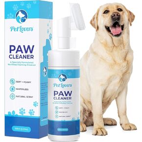 PetLovers No-Rinse Dog & Cat Paw Cleaner - Waterless Foaming Cleanser with Silicone Brush - Gentle, Natural Unscented Deep Cleaning & Moisturizing Paw Cleaner for Dogs - Helps with Dryness & Cracking in Kuwait