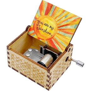You Are My Sunshine Music Box Sunflower, Unique Gifts for Birthday, Anniversary, Christmas, Valentine's Day, Mother's Day, Wood Hand Crank Vintage Crafts Laser Engraved Personalized Musical Boxes