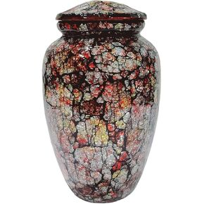 Mosaic Glass Cremation Urn - Hand Made Funeral Urn for Human Ashes - Large Adult Size Burial Urn - Hand Applied Individual Tiles Create a one of a Kind Work of Art - 200 cu in (Blue Reef)